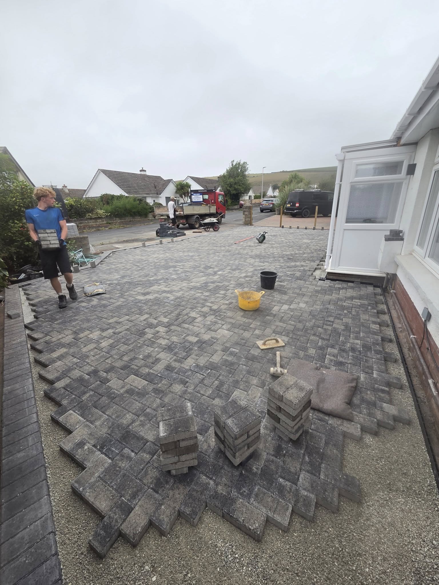 Large Block Paving Driveway Installation North Devon